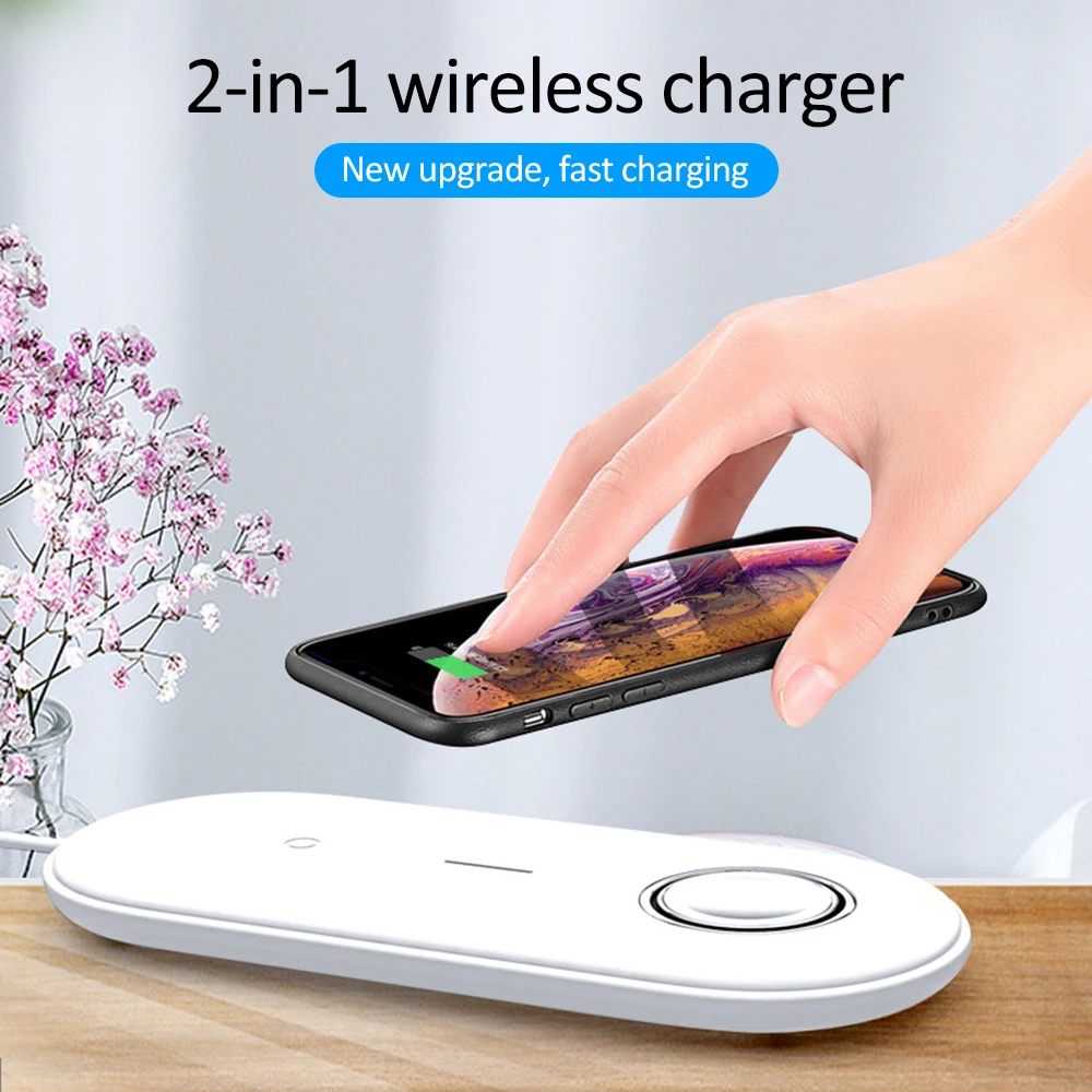2 IN 1 Wireless Charger For iPhone X XS MAX XR 8 Fast Wireless Full load Charging Pad for Airpods iWatch 2019 Apple Watch 4 3 2
2 IN 1 Wireless Charger For iPhone X XS MAX XR 8 Fast Wireless Full load Charging Pad for Airpods iWatch 2019 Apple Watch 4 3 2