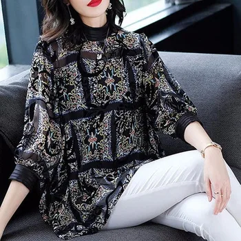 Fashion Printed Seven-quarter Sleeve Loose Shirt Female Round Neck Simple Commuter Bat Chiffon Blouse Pullover Women Spring 2020
Fashion Printed Seven-quarter Sleeve Loose Shirt Female Round Neck Simple Commuter Bat Chiffon Blouse Pullover Women Spring 2020