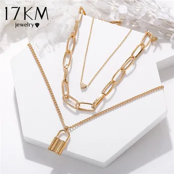 17KM Vintage Multi Layer Lock Necklaces Chain For Women NEW 2020 Gold Heart Key Pendants Necklace Fashion Party Jewelry Gift 
17KM Vintage Multi Layer Lock Necklaces Chain For Women NEW 2020 Gold Heart Key Pendants Necklace Fashion Party Jewelry Gift