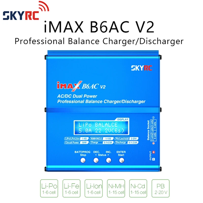 Original SKYRC iMAX B6AC V2 6A Lipo Battery Balance Charger LCD Display Discharger For RC Model Charging Re-peak Mode | Игрушки и хобби