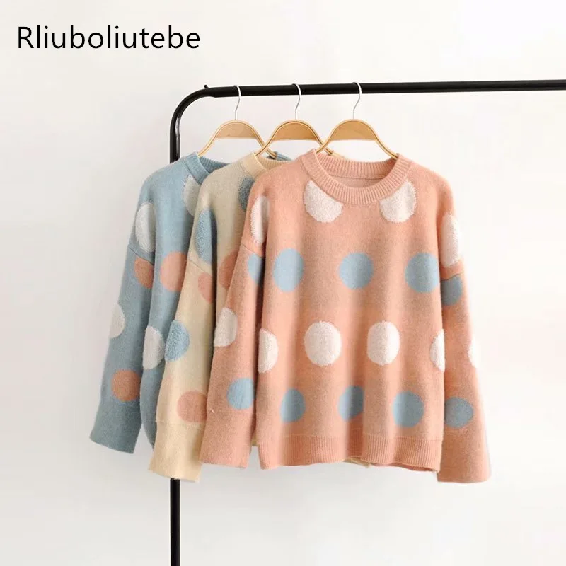 Polka Dot Knit Sweater Women O Neck Long Sleeves Casual Winter Autumn Jumper Jersey Mujer Pullover Loose Knitted Sweater
Polka Dot Knit Sweater Women O Neck Long Sleeves Casual Winter Autumn Jumper Jersey Mujer Pullover Loose Knitted Sweater