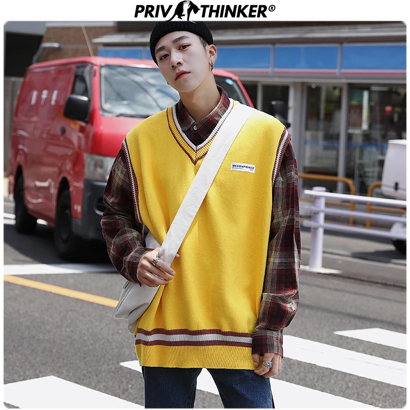 Privathinker Pullover Sweater Men Autumn V Neck Clothing Slim Vest Sweaters Sleeveless Men's Warm Sweater Cotton Casual 2019
Privathinker Pullover Sweater Men Autumn V Neck Clothing Slim Vest Sweaters Sleeveless Men's Warm Sweater Cotton Casual 2019