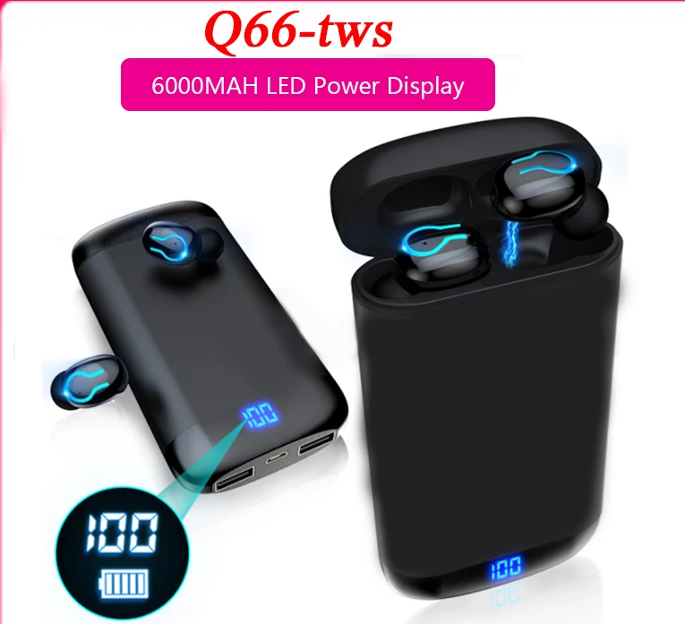 2020 new Q66 wireless Bluetooth headset with power display and 6000mAh charging treasure
2020 new Q66 wireless Bluetooth headset with power display and 6000mAh charging treasure
