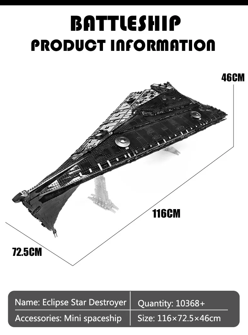 Mould King 21004 Super Star Destroyer Model Eclipse-Class Imperial Star Destroyer Building Block Toy Collection Gift Mould King 21004 Super Star Destroyer Model Eclipse-Class Imperial Star Destroyer Building Block Toy Collection Gift