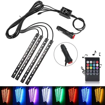 

BRELONG Car LED Strip, 48 LED Multicolor Car Interior Light Waterproof Kit With Sound Active Function, Car Charger / USB