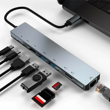 8 in 1 USB C Hub Docking Station For Laptop PC Multi-port Adapter Type-C Expander PD Charging 4K HDMI RJ45 3.0 TF Card Reader
8 in 1 USB C Hub Docking Station For Laptop PC Multi-port Adapter Type-C Expander PD Charging 4K HDMI RJ45 3.0 TF Card Reader