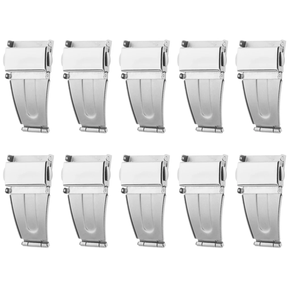 10 Pieces/Lot silver color Watch Buckle Stainless Steel Deployment Clasp Folding Double Push Buckle 5mm-22mm