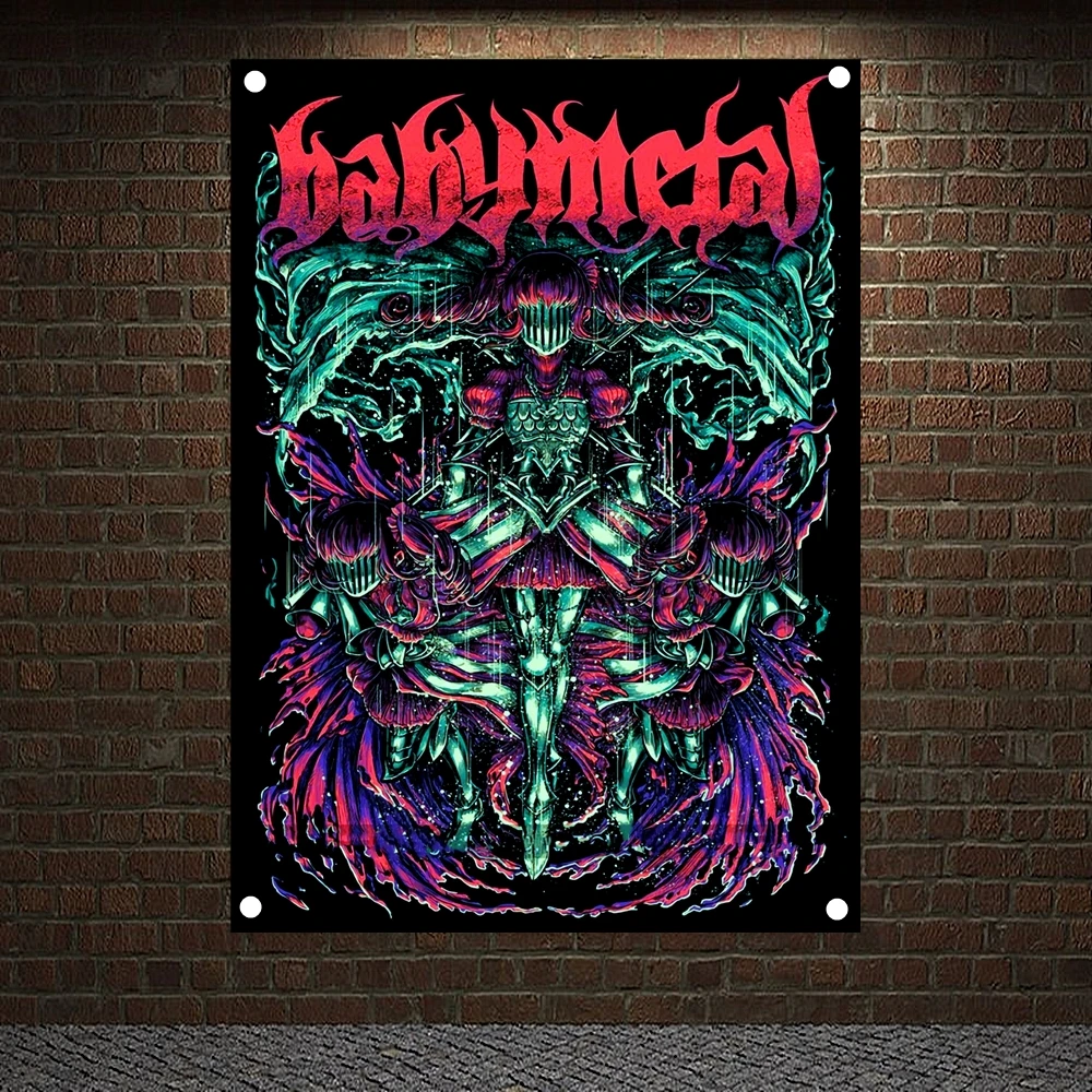 

Rock Theme Scary Bloody Wall Art Flag Banner Canvas Printing Wall Chart Band Logo Metal Music Posters Mural Wall Decor BABYMETAL