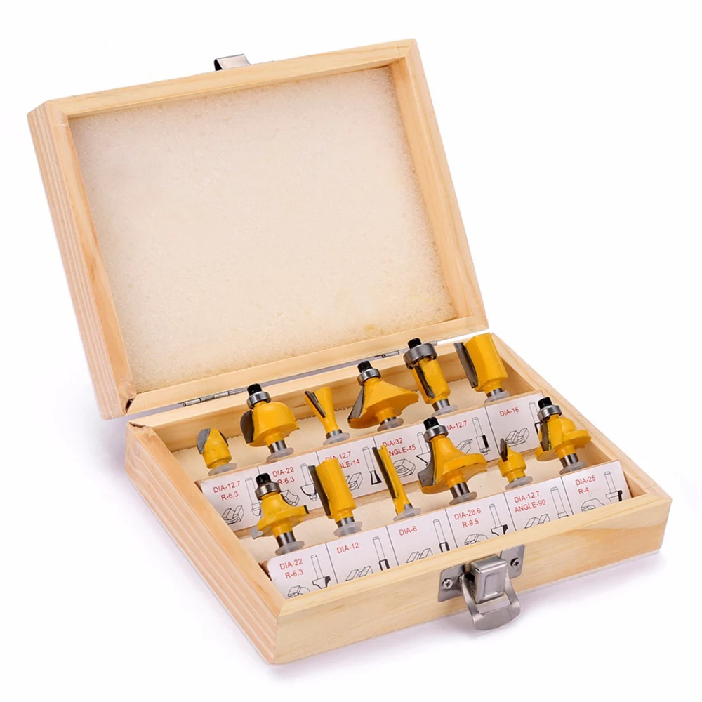 12pcs Milling Cutter Router Bit Set 1/4" Shank Mill Woodworking Wood Cutters Tool for Floor Handmade Engraving Cutting Tool
12pcs Milling Cutter Router Bit Set 1/4" Shank Mill Woodworking Wood Cutters Tool for Floor Handmade Engraving Cutting Tool