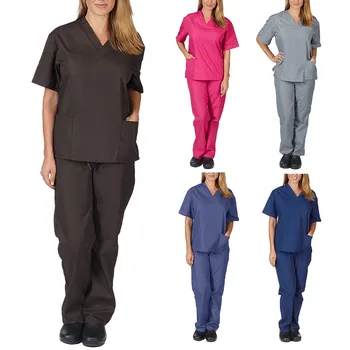 Men & Women Short Sleeve V-neck Top+long Pants Nursing Working Uniform Set Suit Solid Pockets Raincoat Rain Coat Poncho Rainwear 
Men & Women Short Sleeve V-neck Top+long Pants Nursing Working Uniform Set Suit Solid Pockets Raincoat Rain Coat Poncho Rainwear