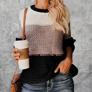 Autumn Winter Contrast Color Women Sweater Casual Long Sleeve Pullovers Women O-Neck Knitted Tops Women Jumper Femme Soft
Autumn Winter Contrast Color Women Sweater Casual Long Sleeve Pullovers Women O-Neck Knitted Tops Women Jumper Femme Soft