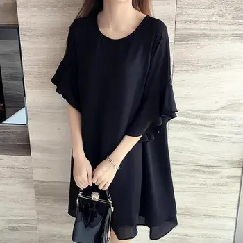 2019 New 5XL 4XL 3XL Summer Clothing Women Loose Cute Round neck Butterfly Sleeve Black Chiffon Plus size Tops Dress WF250 
2019 New 5XL 4XL 3XL Summer Clothing Women Loose Cute Round neck Butterfly Sleeve Black Chiffon Plus size Tops Dress WF250