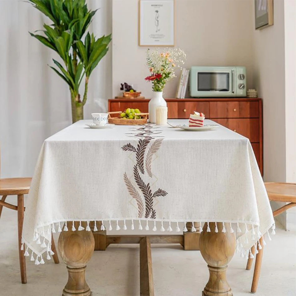 Embroidery Tassel Tablecloth Leaf Pattern Cotton Linen Dust Proof Table Cover for Kitchen Dining Room Home Tabletop Decoration
Embroidery Tassel Tablecloth Leaf Pattern Cotton Linen Dust Proof Table Cover for Kitchen Dining Room Home Tabletop Decoration