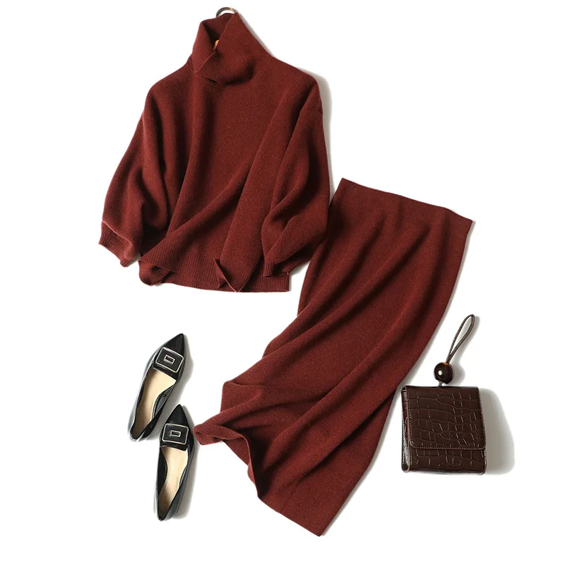 Cashmere Suit Loose Turtleneck Cashmere Sweater+ Skirt FemaleTwo-Piece Set Elastic Waist Ankle-Length Warm Sets Womens Outfits
Cashmere Suit Loose Turtleneck Cashmere Sweater+ Skirt FemaleTwo-Piece Set Elastic Waist Ankle-Length Warm Sets Womens Outfits