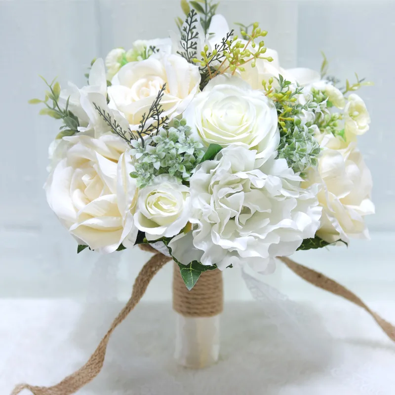 

Natural Bouquet Ramos De Novia Wedding Flowers Peony Silk Eco Flowers Bridesmaid Bouquets Ivory Wedding Bouquet