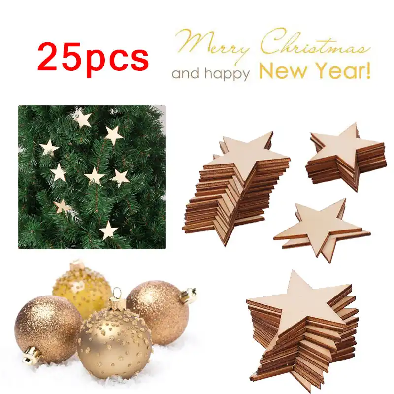 wooden star christmas tree hanging pendant festival decoration