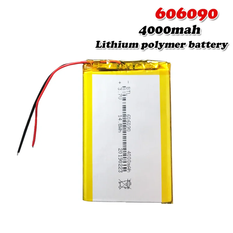 

3.7v 4000mAh 606090 Rechargeable Lipo Battery For GPS MP4 Camera Power Bank Tablet Electric Toys PAD DVD Lithium Polymer Battery