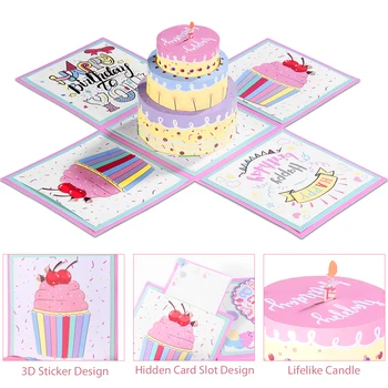 partykindom Explosion Gift Box 3D Birthday Greeting Card Cake Pop-Up Birthday Card Surprise Gift Packing Box (Pink)
partykindom Explosion Gift Box 3D Birthday Greeting Card Cake Pop-Up Birthday Card Surprise Gift Packing Box (Pink)
