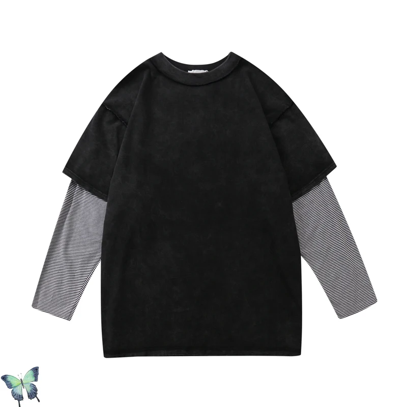 ASKYURSELF Twoinone Fake Two Pieces of INS Stripe Reverse Wash Old Long-sleeved T-shirt ASKYURSELF Splicing Hip-hop T-shirts
ASKYURSELF Twoinone Fake Two Pieces of INS Stripe Reverse Wash Old Long-sleeved T-shirt ASKYURSELF Splicing Hip-hop T-shirts