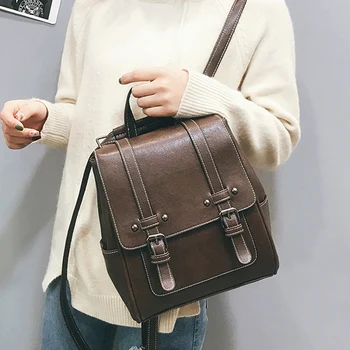 New Vintage Women Backpack High Quality Leather School Bags for Girls Lady Simple Style Backpack Fashion Leisure Pu Shoulder Bag 
New Vintage Women Backpack High Quality Leather School Bags for Girls Lady Simple Style Backpack Fashion Leisure Pu Shoulder Bag