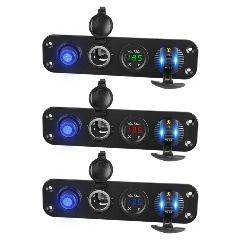 Car QC3.0 USB Type C PD Fast Charger LED Voltmeter 12V Power Outlet ON-Off Switch Panel for Car Boat Marine RV SUV Camper
Car QC3.0 USB Type C PD Fast Charger LED Voltmeter 12V Power Outlet ON-Off Switch Panel for Car Boat Marine RV SUV Camper