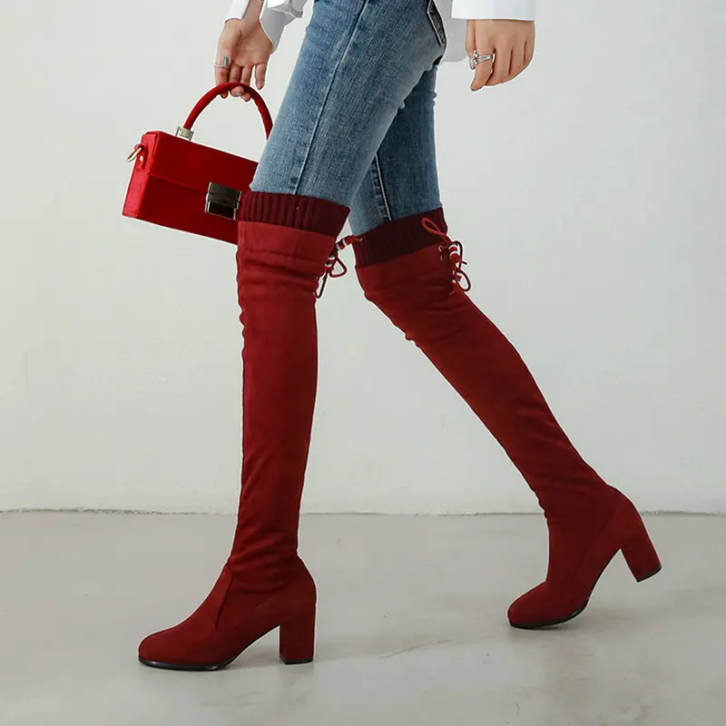 2019 New Women Boots Winter Warm Plush Over The Knee Boots Flock Square High Heel Long Boots Fashion Stretch Thigh Boots Shoes
2019 New Women Boots Winter Warm Plush Over The Knee Boots Flock Square High Heel Long Boots Fashion Stretch Thigh Boots Shoes
