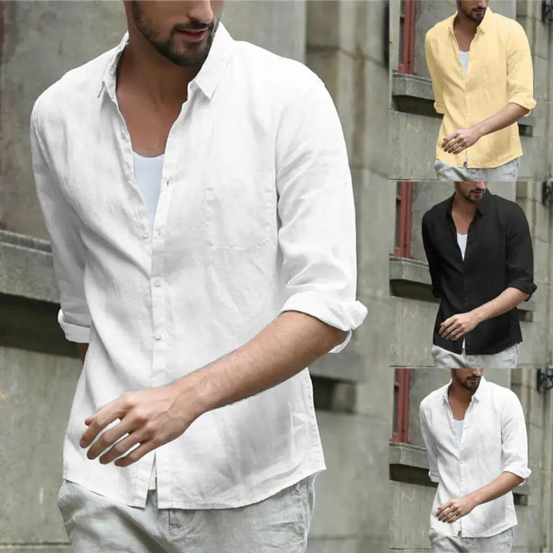Men's Linen Casual V-Neck Long Sleeve Shirt Fashion Spring Autumn Slim Fit Solid Color Male Blouse Tops
Men's Linen Casual V-Neck Long Sleeve Shirt Fashion Spring Autumn Slim Fit Solid Color Male Blouse Tops