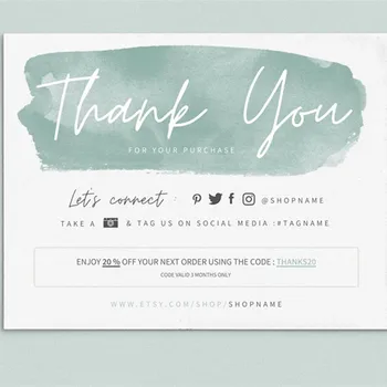 Personalize Green Thank You for Shopping Card, Business Card With Code Coupon, Custom Text Social Media Card
Personalize Green Thank You for Shopping Card, Business Card With Code Coupon, Custom Text Social Media Card