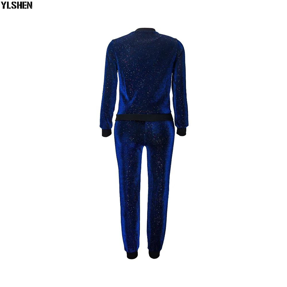 2 Two Piece Set Women Tracksuit Sexy Sequins Long Sleeve Clothes Plus Size Club Outfits Tops +Pants Sweat Suits Matching Sets 38