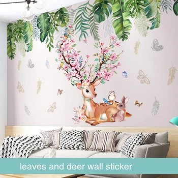 Cartoon Deer Animal Wall Stickers DIY Green Leaves Wall Decals for Kids Rooms Baby Bedroom Home Decoration
Cartoon Deer Animal Wall Stickers DIY Green Leaves Wall Decals for Kids Rooms Baby Bedroom Home Decoration