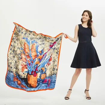 130*130cm TOP Silk Oil vase luxurious Scarves Women Foulard Square Hijab Scarf Ladies Shawl wrap muffler pareo female hijab 
130*130cm TOP Silk Oil vase luxurious Scarves Women Foulard Square Hijab Scarf Ladies Shawl wrap muffler pareo female hijab