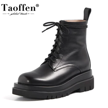 TAOFFEN Women Boot Genuine Leather Fashion Cross Strap Platform Winter Shoes Woman Office Lady Long Boot Footwear Size 34-39 
TAOFFEN Women Boot Genuine Leather Fashion Cross Strap Platform Winter Shoes Woman Office Lady Long Boot Footwear Size 34-39