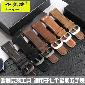 shengmeirui handmade 28mm thick black brown gray calf genuine leather wrist watch bracelet for seven Friday Strap bracelet 
shengmeirui handmade 28mm thick black brown gray calf genuine leather wrist watch bracelet for seven Friday Strap bracelet