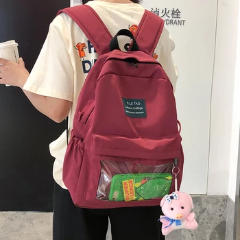 Nylon women transparent backpack clear teenage girl Pendant cute backpack plastic Student Applique lady book bags school fashion
Nylon women transparent backpack clear teenage girl Pendant cute backpack plastic Student Applique lady book bags school fashion