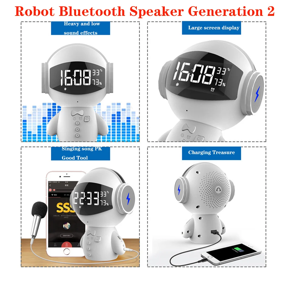 Intelligent Robot Bluetooth Speaker M100 Mini Smart-Robot Super Bass Portable Bluetooth Speakers For Power Bank Music Not M10 
Intelligent Robot Bluetooth Speaker M100 Mini Smart-Robot Super Bass Portable Bluetooth Speakers For Power Bank Music Not M10