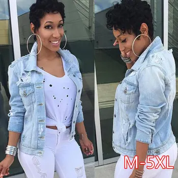 2020 Women Spring Fashion Jeans Jackets Wome Casual Streetwear Lady Denim Broken Loose Style Female Basic Coats Plus Size 5XL 
2020 Women Spring Fashion Jeans Jackets Wome Casual Streetwear Lady Denim Broken Loose Style Female Basic Coats Plus Size 5XL