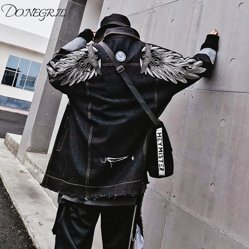 2019 new Spring Autumn Coat Women Black Denim Jacket Harajuku loose Large size Female Embroidery Hole Jeans Jacket
2019 new Spring Autumn Coat Women Black Denim Jacket Harajuku loose Large size Female Embroidery Hole Jeans Jacket