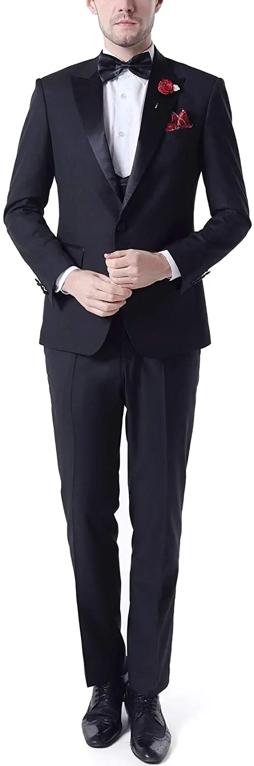 Wedding Elegant 4 Pcs Black Notch Lapel Wedding Suits Slim Fit Groom Tuxedos for Men (Jacket+Pants+Tie+Vest)
Wedding Elegant 4 Pcs Black Notch Lapel Wedding Suits Slim Fit Groom Tuxedos for Men (Jacket+Pants+Tie+Vest)