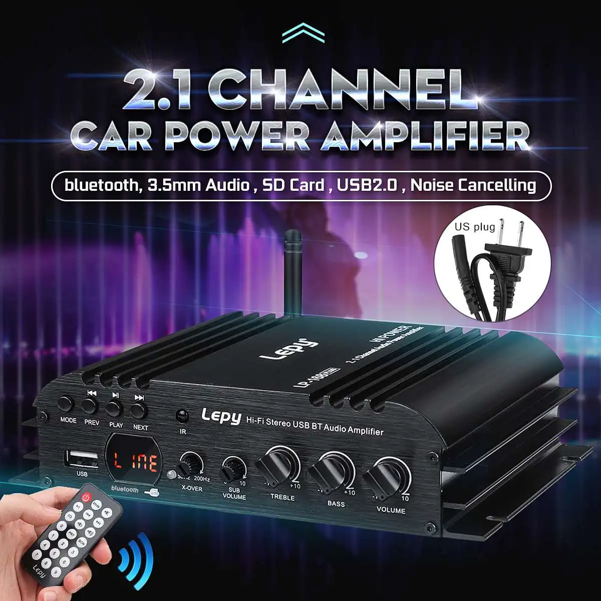 Lepy LP-168 HiFi Home Car Player bluetooth 2.1 Channel Stereo Power Amplifier FM Amp 19V 3A US Plug
Lepy LP-168 HiFi Home Car Player bluetooth 2.1 Channel Stereo Power Amplifier FM Amp 19V 3A US Plug
