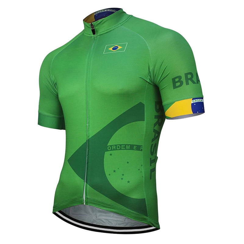 

BRASIL New Universal Factory Classic Sports Competition Cycling Jersey Polyester Customizable Breathable Green