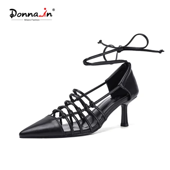 Donna-in Cow Leather High Heels Women Sandals 2020 Summer Pointed Toe Narrow Band Sexy Party Ankle Strap White Black Shoes Woman
Donna-in Cow Leather High Heels Women Sandals 2020 Summer Pointed Toe Narrow Band Sexy Party Ankle Strap White Black Shoes Woman