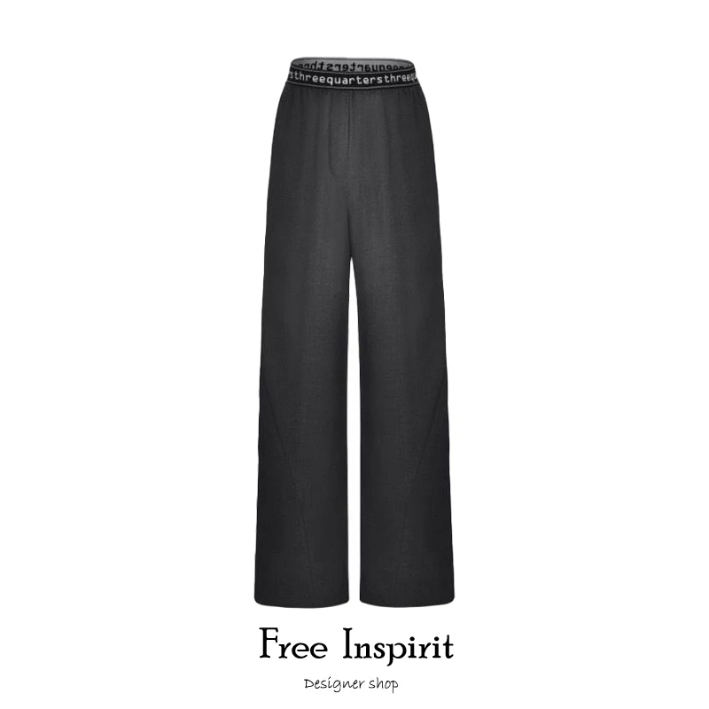 Casual Style Ladies Casual Style Trousers Pure Gray High Waist Flat Wide Leg Pants Letter Spliced Stitching Women's Trousers
Casual Style Ladies Casual Style Trousers Pure Gray High Waist Flat Wide Leg Pants Letter Spliced Stitching Women's Trousers