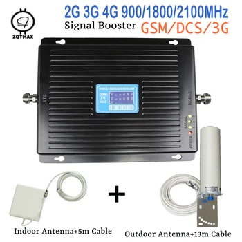 

2G 3G 4G GSM 900mhz DCS 1800mhz WCDMA 2100mhz Tri Band Moblie Signal Booster LTE Repeater Antenna amplifier Kit For Europe Asia