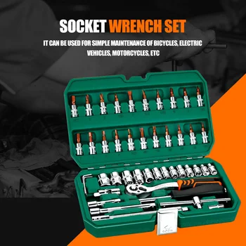 46pcs/set Universal Wrench Multi-function Socket Ratchet Wrench Combo Bit Set Car Repair Tool Kit
46pcs/set Universal Wrench Multi-function Socket Ratchet Wrench Combo Bit Set Car Repair Tool Kit