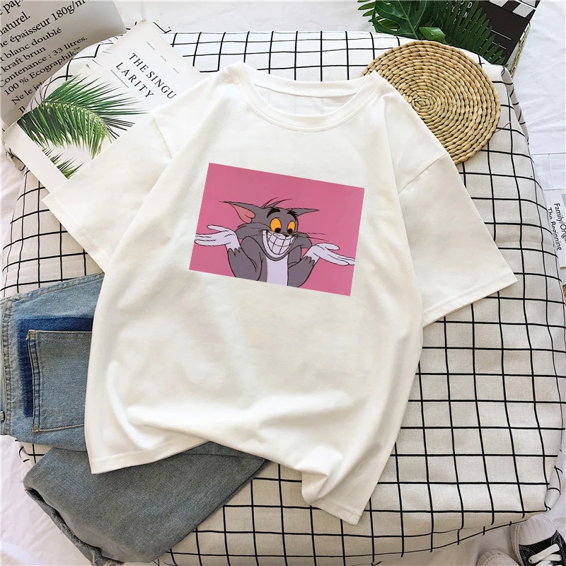 Jerry Mouse Cat Tom Print Cartoon Casual Summer Tops Fun Spoof Female Loose Letters Large Size tees Cute Ulzzang Vintage T-Shirt
Jerry Mouse Cat Tom Print Cartoon Casual Summer Tops Fun Spoof Female Loose Letters Large Size tees Cute Ulzzang Vintage T-Shirt