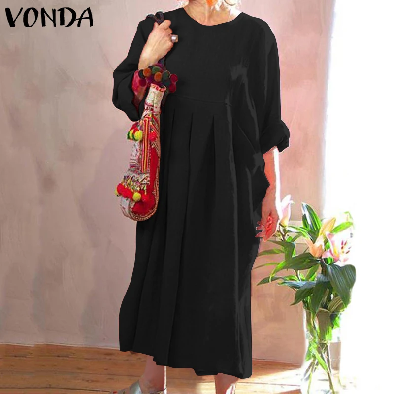 VONDA Long Dress 2019 Autumn Summer O Neck Solid Color Party Dresses Casual Loose Maternity Beach Sundress Plus Size Vestidos
VONDA Long Dress 2019 Autumn Summer O Neck Solid Color Party Dresses Casual Loose Maternity Beach Sundress Plus Size Vestidos