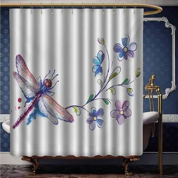 Dragonfly Resistant Polyester Shower Curtain Watercolor Bug Butterfly Like Moth with Branch Ivy Flowers Lilies Art Multicolor
Dragonfly Resistant Polyester Shower Curtain Watercolor Bug Butterfly Like Moth with Branch Ivy Flowers Lilies Art Multicolor
