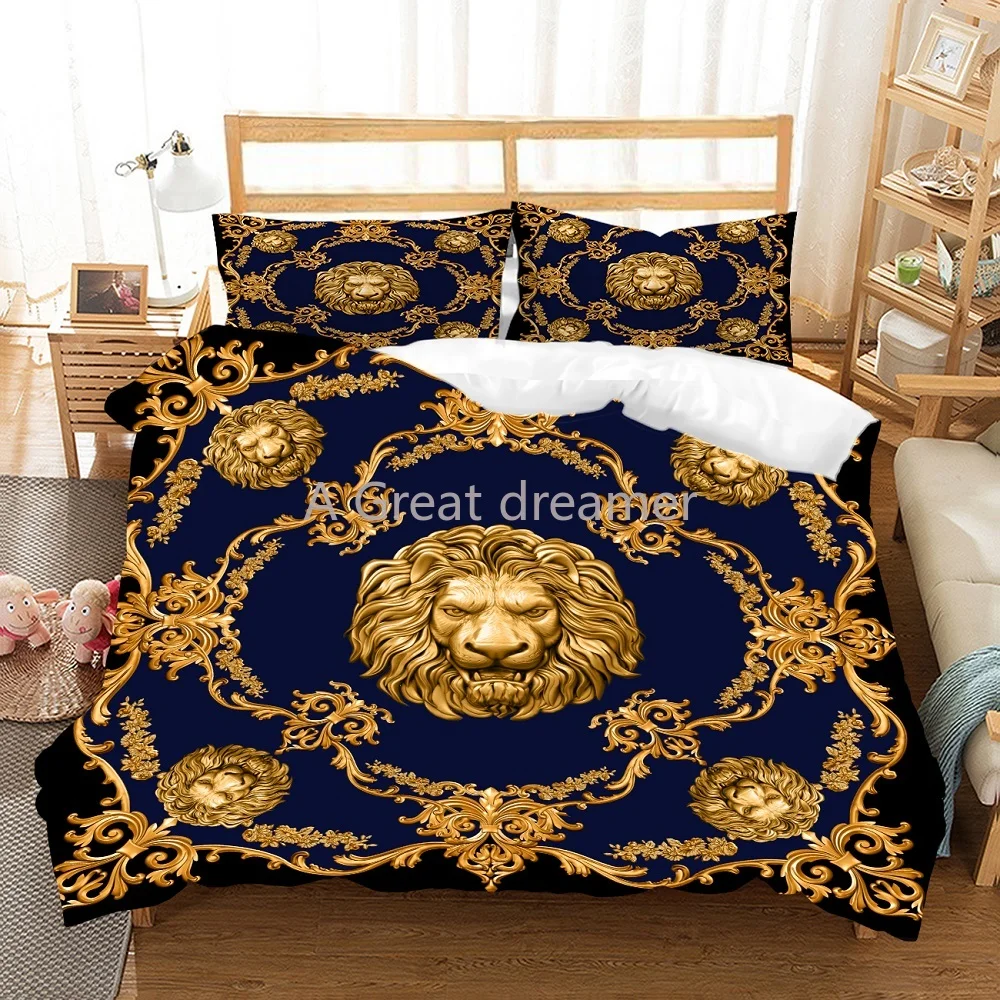 Фото Роскошное постельное белье в стиле барокко современное искусство 3D с золотым