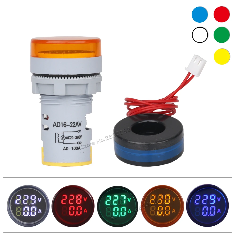 2in1 22MM Round Square Dual Digital Display Voltage Ampere Current Meter Voltmeter Ammeter LED lamp lndicator AC 20-380V 0-100A
2in1 22MM Round Square Dual Digital Display Voltage Ampere Current Meter Voltmeter Ammeter LED lamp lndicator AC 20-380V 0-100A