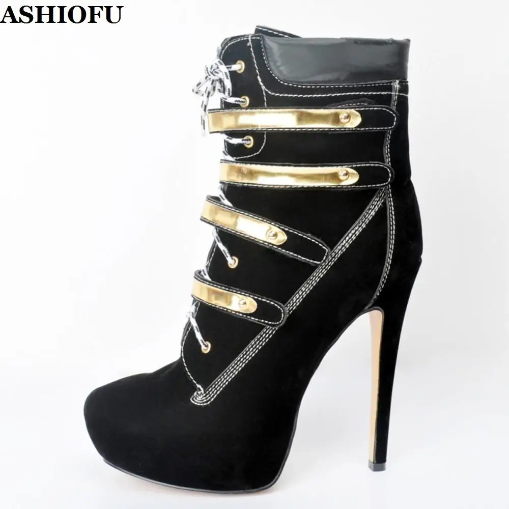 ASHIOFU Handmade New Women's High Heel Boots Bling Cross-strap Party Ankle Boots Platform Winter Fashion Short Boots Shoes XD212
ASHIOFU Handmade New Women's High Heel Boots Bling Cross-strap Party Ankle Boots Platform Winter Fashion Short Boots Shoes XD212